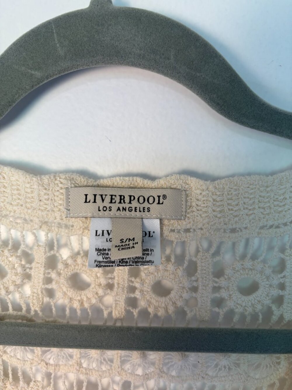 Liverpool Los Angeles Antique Ivory Lace Bolero Crochet Short-sleeve Cardigan - Picture 3 of 6